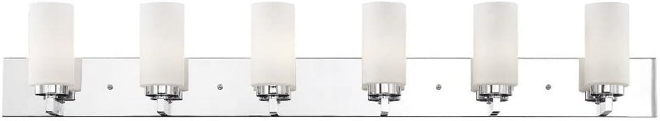 Brushed Nickel 6-Light Steel Vanity with Satin Opal Glass