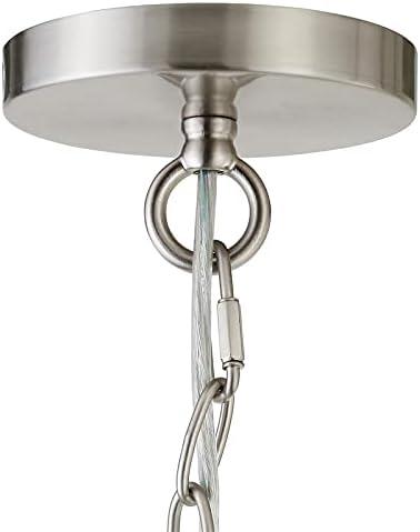 Evelyn&Zoe 11" Brushed Nickel Finish Metal/Glass Pendant
