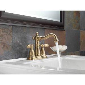Delta Faucet Victorian Centerset Bathroom Faucet Brushed Nickel, Bathroom Sink Faucet, Diamond Seal Technology, Metal Drain Assembly, Stainless 2555-SSMPU-DST