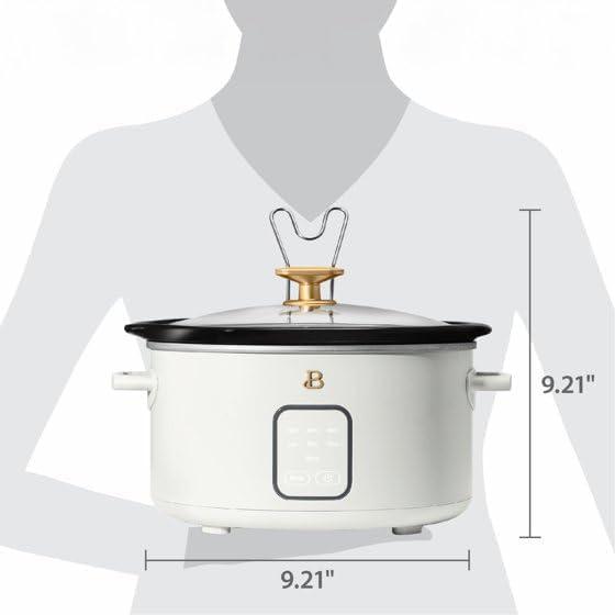 Beautiful 4Qt Slow Cooker with Touch-Activated Display, White Icing by Drew Barrymore