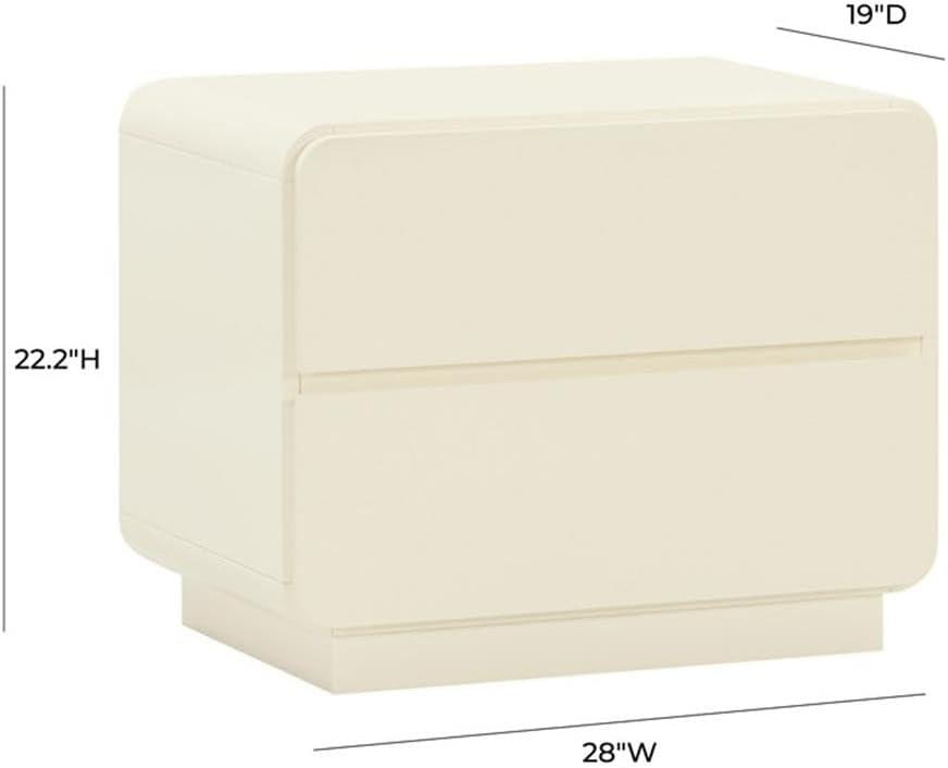 Sagura Nightstand Cream 28"W x 19"D x 22.2"H