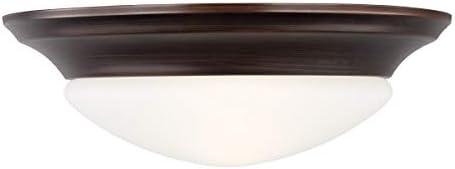 Bronze and Satin Etched Glass 9" Flush Mount Light