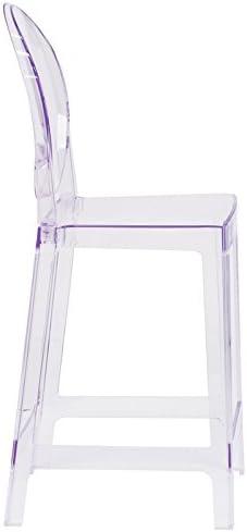 Flash Furniture Ghost Counter Stool with Oval Back in Transparent Crystal