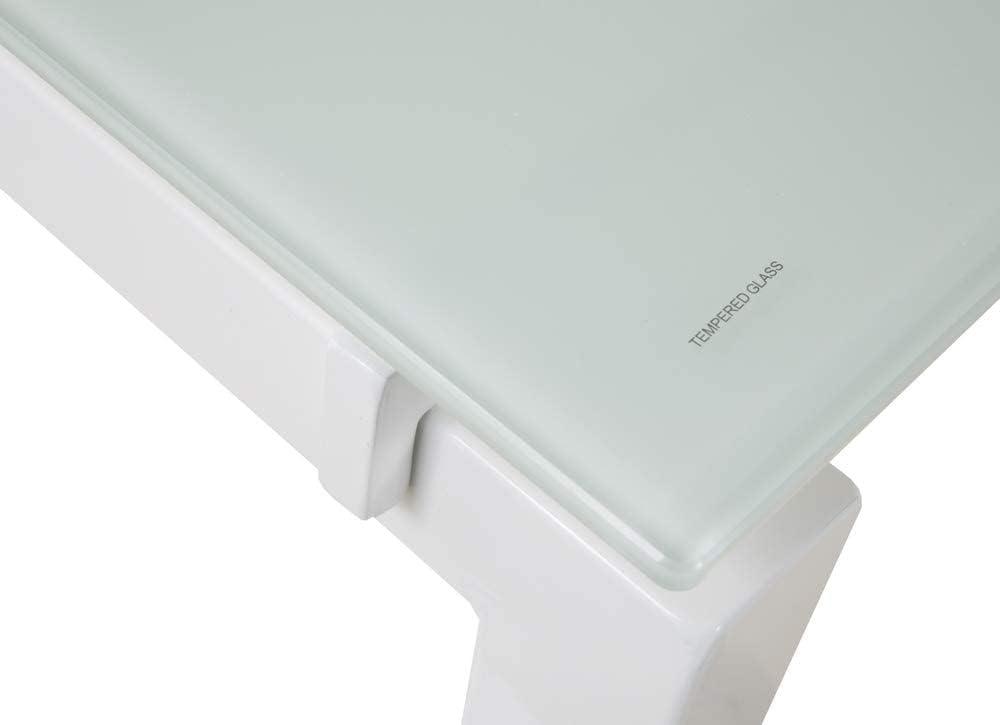 Kingfisher Lane Modern Glass/Metal L Shaped Computer Desk in White