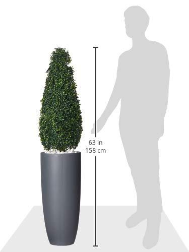 50" Boxwood Topiary with Gray Cylindrical Planter - Nearly Natural: UV Resistant, Indoor & Outdoor Decor