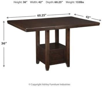Counter Height Extendable Dining Table Dark Chestnut - Signature Design by Ashley: Removable Leaf, Seats 6, Wood Veneer