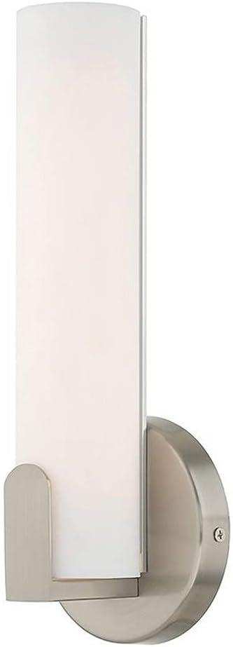 Lund 10W LED Brushed Nickel Wall Sconce with Satin White Shade