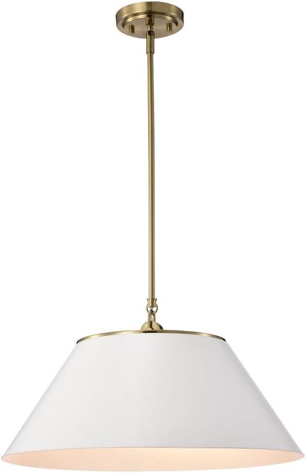 Nuvo Lighting Dover 3 Light Large Pendant White with Vintage Brass
