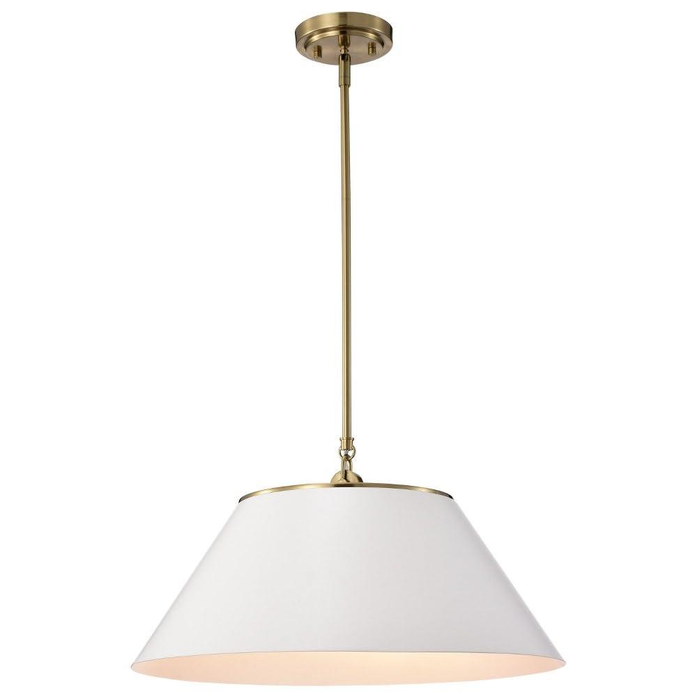 Nuvo Lighting Dover 3 Light Large Pendant White with Vintage Brass