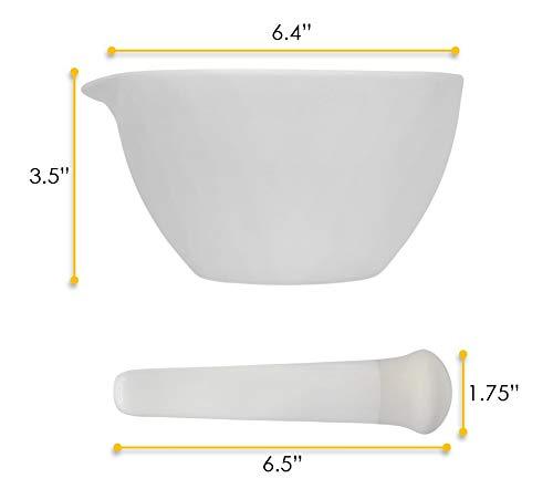 Porcelain Mortar & Pestle Set, 18oz (550ml) - Unglazed Grinding Surface - Excellent for Kitchen or Laboratory - Grinds Powdered Chemicals, Herbs & Spices - Pill Crusher - White - Eisco Labs
