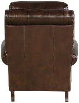 Contemporary Churchill Brown Leather Recliner with Espresso Wood Legs