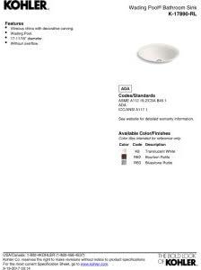Kohler Derring® Carillon , Artist Editions Round Carillon Wading Pool Bathroom Sink