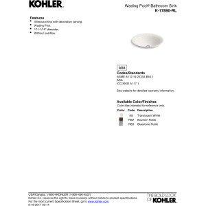 Kohler Derring® Carillon , Artist Editions Round Carillon Wading Pool Bathroom Sink