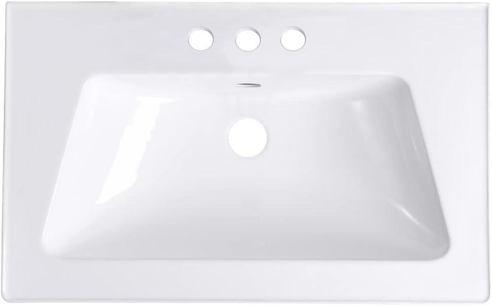 The Renovators Supply Inc. 19.68'' White Porcelain Rectangular Bathroom Sink with Overflow