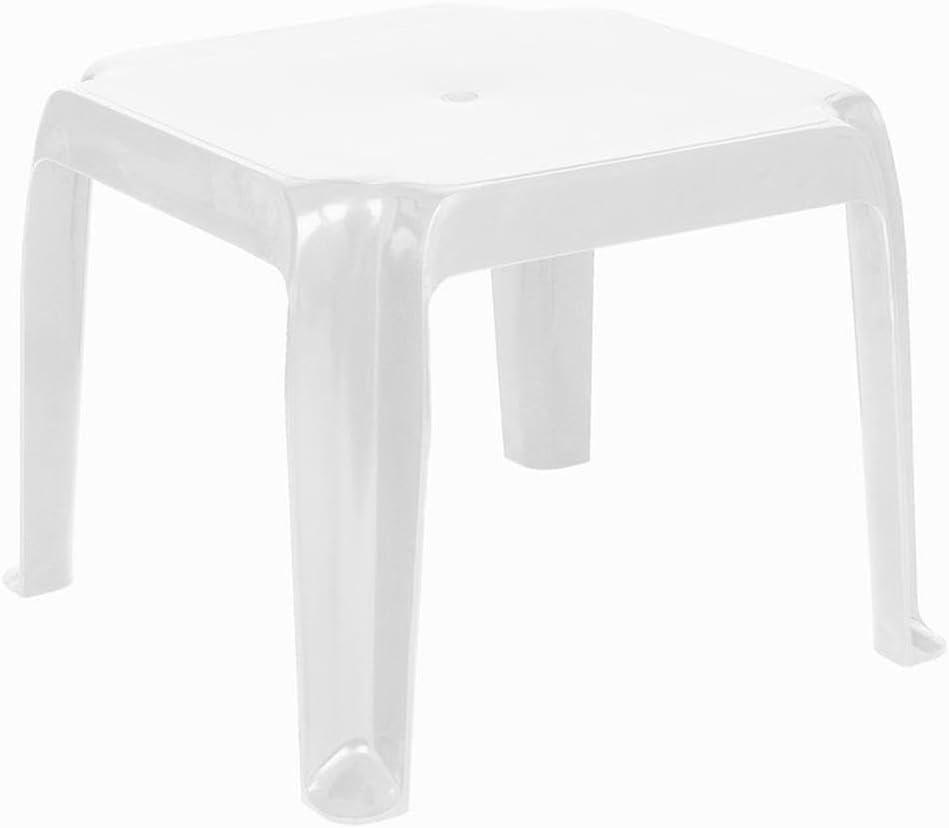 White Resin and Rubber Square Outdoor Side Table Set