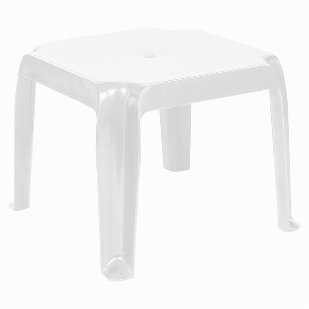White Resin and Rubber Square Outdoor Side Table Set