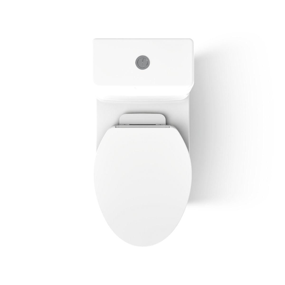 White Compact Elongated One-Piece Dual Flush Toilet