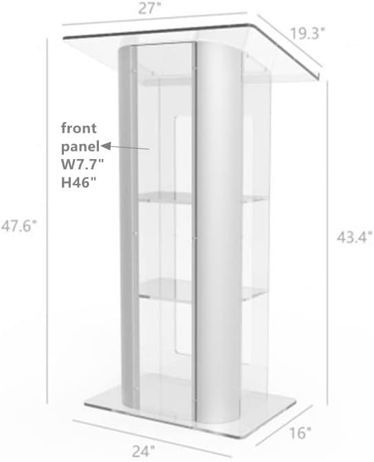 Clear Acrylic Plexiglass Podium Curved Brushed Stainless Steel Sides Pulpit Lectern