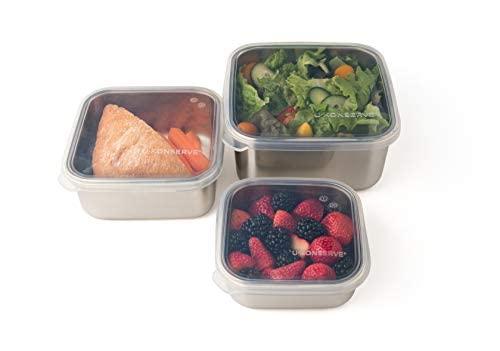 U-Konserve Stainless Steel Food Storage Bento Box Container, Leak Proof Silicone Lid Dishwasher Safe - Plastic Free (30oz Clear)