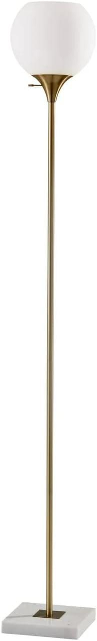 Antique Brass Torchiere Floor Lamp with Marble Base