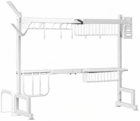 Adjustable White Stainless Steel Over-the-Sink Dish Drying Rack