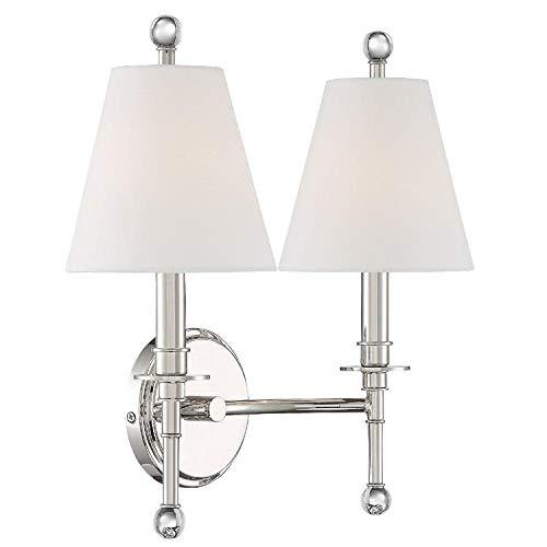 Dark Bronze 2-Light Sconce with White Silk Shades