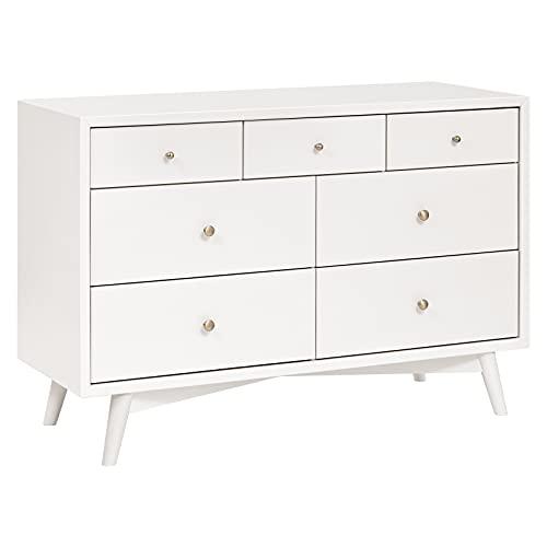 Palma Mid-Century Modern 7-Drawer Dresser with Brushed Metal Hardware