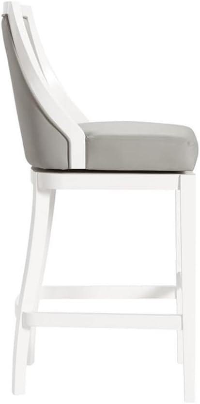 Alaterre Ellie 19" Wide Solid Rubber Wood Frame Linen Fabric Counter Height Swivel Stool With Back
