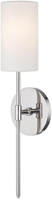 Elegant Olivia Polished Nickel 1-Light Wall Sconce with White Linen Shade