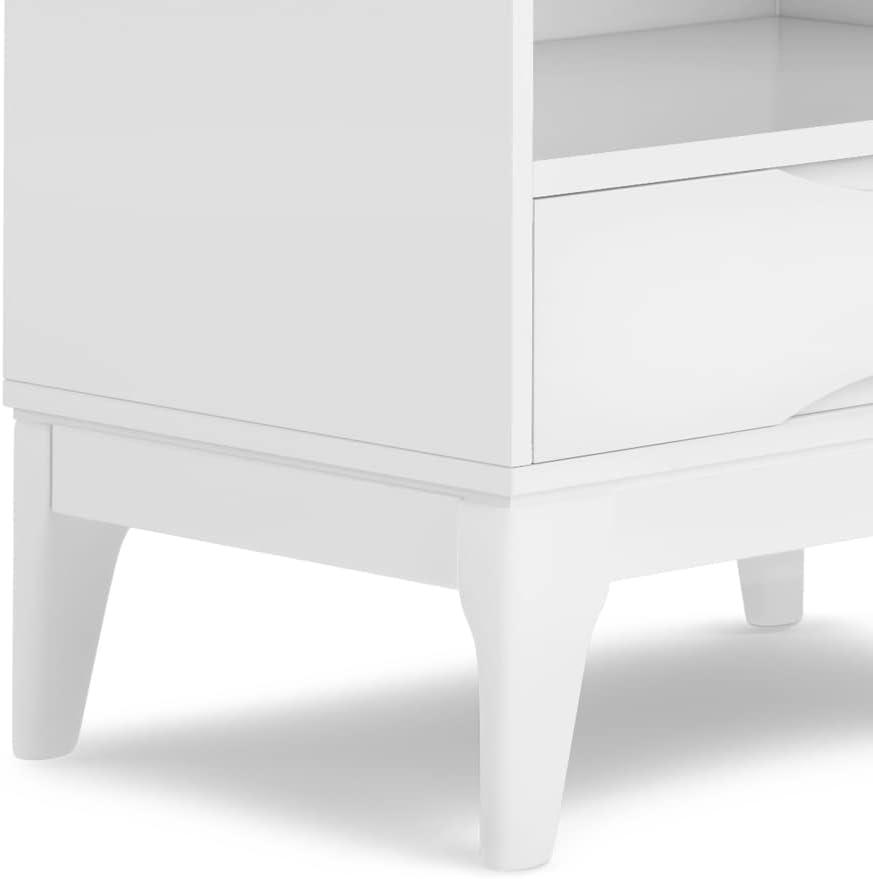 Simpli Home Harper 24"W Solid Hardwood 4 Shelf Mid-Century Modern Bookcase with Drawer and Adjustable Shelves