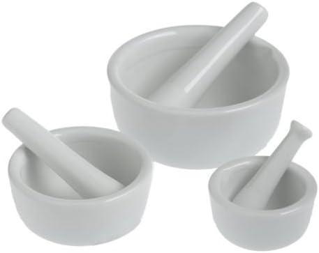 HIC Mortar and Pestle Spice Herb Grinder Pill Crusher Set, Fine-Quality Porcelain, Set of 3