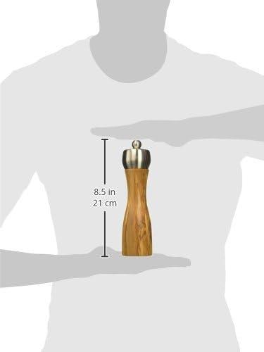 Fidji 8-Inch Olive Wood and Stainless Steel Pepper Mill