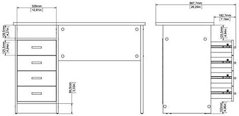 Tvilum Warner 4 Drawer Office Desk with 1 Shelf for Adults, Oak