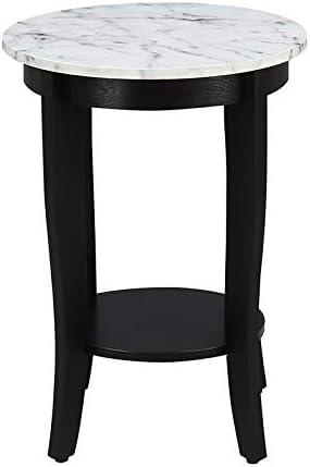 Convenience Concepts American Heritage Round End Table in Black Wood Finish