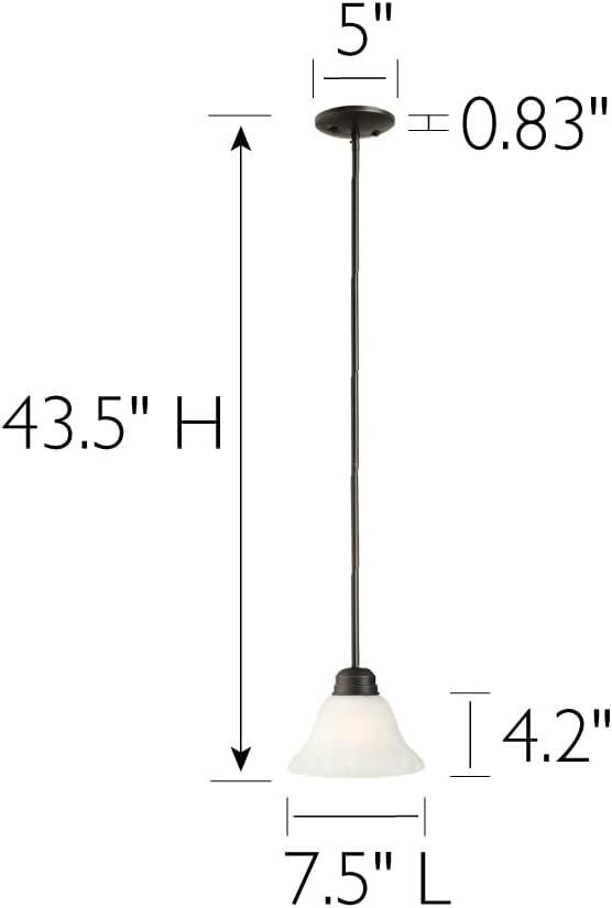 Design House 514513 Millbridge Traditional 1-Light Indoor Dimmable Mini Pendant with Alabaster Glass Shade for Kitchen island bar Bar, Oil Rubbed Bronze