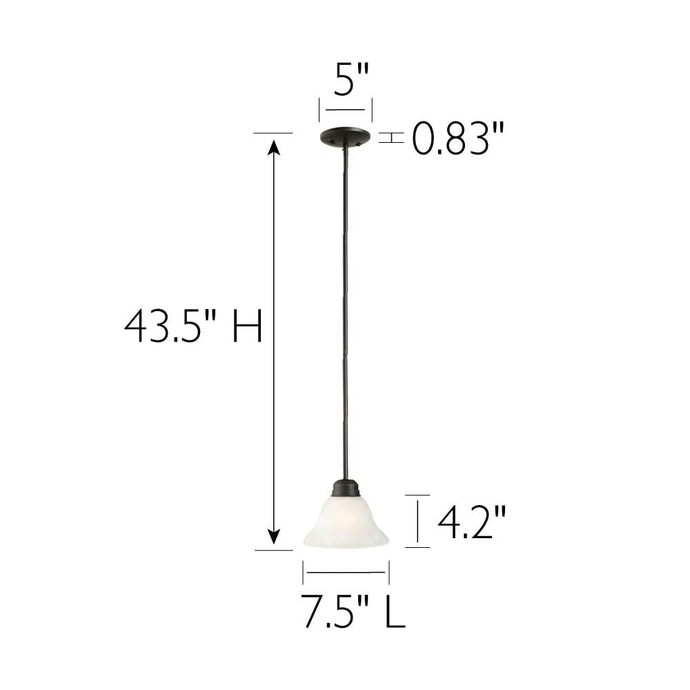 Design House 514513 Millbridge Traditional 1-Light Indoor Dimmable Mini Pendant with Alabaster Glass Shade for Kitchen island bar Bar, Oil Rubbed Bronze
