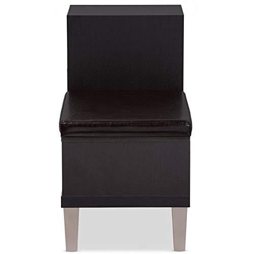 Arielle Modern and Contemporary Wood 3 - Drawer Shoe entryway benches with Two Open Shelves - Dark Brown - Baxton Studio