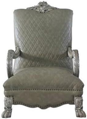 34" Dresden PU Accent Chair Vintage Bone White - Acme Furniture: Hand-Crafted, Tufted, Polyresin Frame