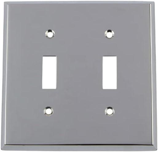 Bright Chrome 2-Gang Vintage Metal Toggle Switch Plate