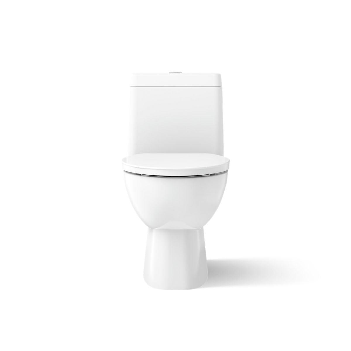 White Compact Elongated One-Piece Dual Flush Toilet