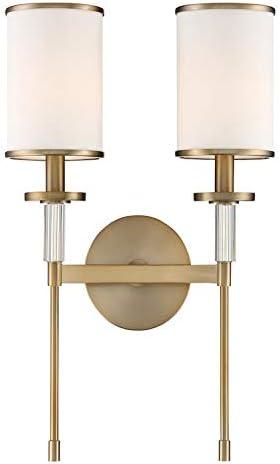 Vibrant Gold and White Silk 2-Light Sconce with Crystal Accents