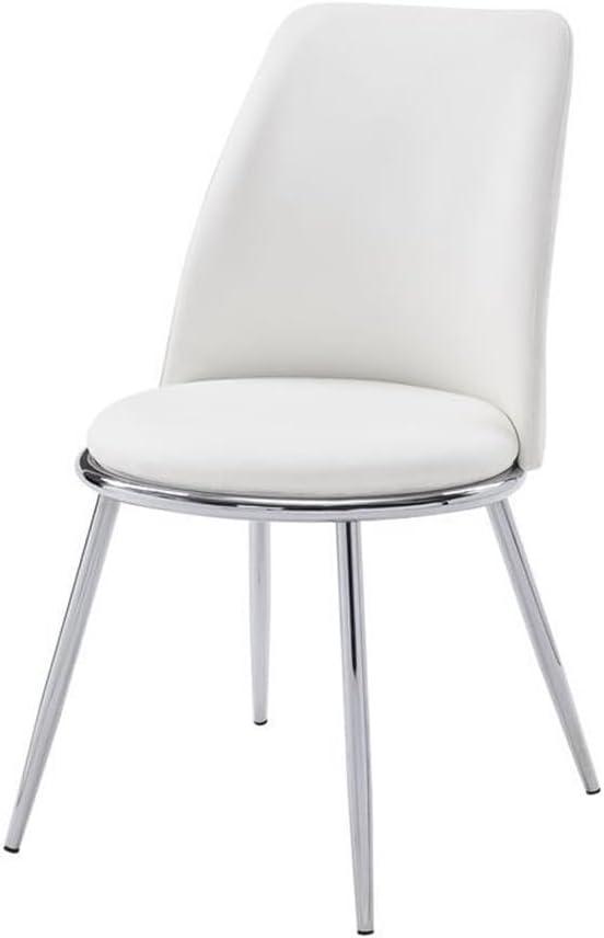 Chara White Faux Leather and Chrome Dining Side Chair