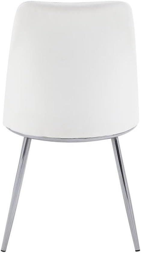 ACME Chara Faux Leather Dining Side Chair in White and Chrome (Set of 2)