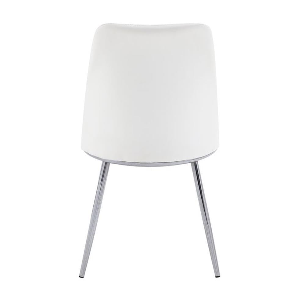 ACME Chara Faux Leather Dining Side Chair in White and Chrome (Set of 2)