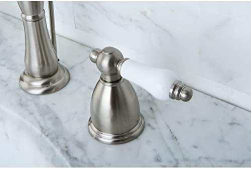 Kingston Brass Kingston Brass Heritage Two-Handle 3-Hole Deck Mount Widespread Bathroom Faucet with Brass Pop-Up Drain KB1977PX