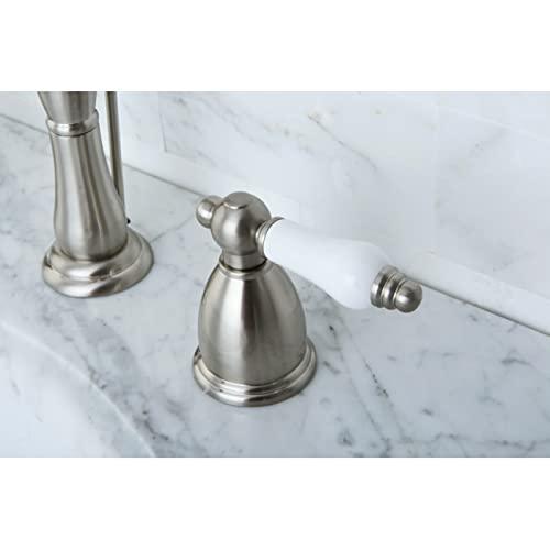 Kingston Brass Kingston Brass Heritage Two-Handle 3-Hole Deck Mount Widespread Bathroom Faucet with Brass Pop-Up Drain KB197PXAC