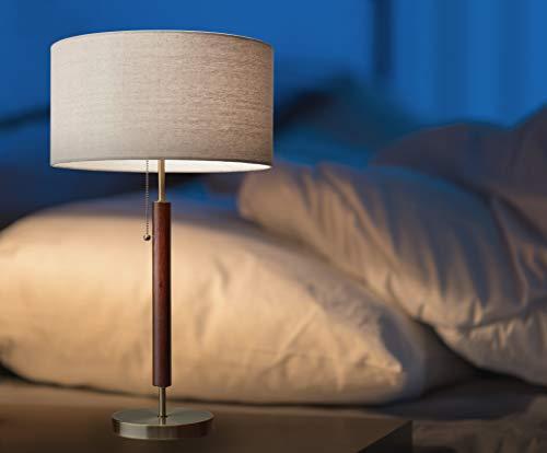 Hamilton 26.25'' White Linen Shade Table Lamp with Walnut Wood Body