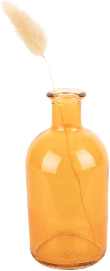 Koyal Wholesale Glass Bud Vases, Small Apothecary Bottles, Bulk Decorative Jars, Vintage Centerpieces, Amber, Set of 6