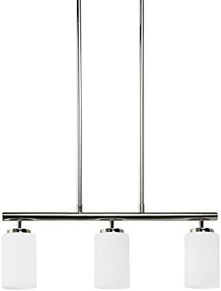Generation Lighting Oslo 3 -Light Chrome Transitional Opal glass Cylinder Medium Hanging Kitchen island light