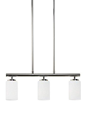 Oslo Chrome Three-Light Island Pendant with Opal Glass Shades